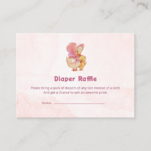 Rosa Aquarell Entlein Mädchen Windel-Raffle Begleitkarte