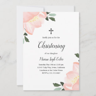 Rosa Aquarell Flora Elegantes Weihnachtsfest Einladung