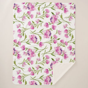Rosa Aquarell Florals - Horizontal Sherpa Sherpadecke