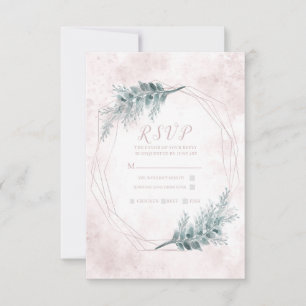 Rosa Aquarell-Geometrisch-Botanisches RSVP Karte