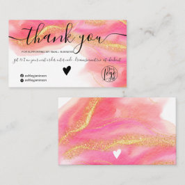 Rosa Aquarell Gold Glitzer Logo Bestellung Vielen  Visitenkarte