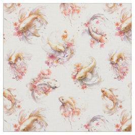 Rosa Aquarell Gold Koi Fisch Flora Stoff