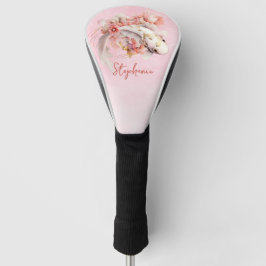 Rosa Aquarell Gold Koi Fisch Personalisiert Golf Headcover