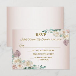 Rosa Aquarell-Grünzeug Golden Staubig Elegant RSVP Karte