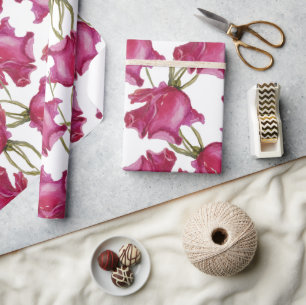 Rosa Aquarell Handbemalt Geschenkpapier