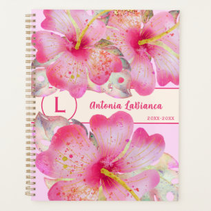 Rosa Aquarell Hibiskus Blume Art Deco Planer
