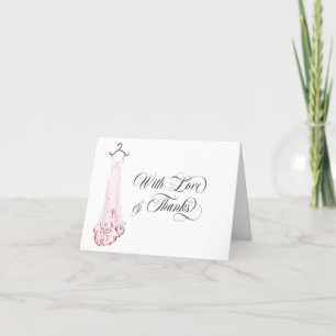 Rosa Aquarell-Hochzeitskleid Brautparty Dankeskarte