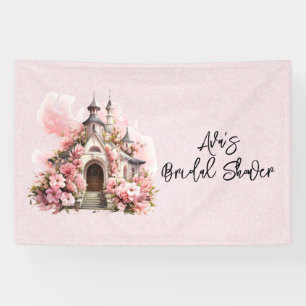 Rosa Aquarell-Kirche Brautparty Banner