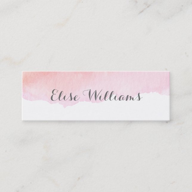 Rosa Aquarell-Kontakt-Karte Telefonnummerkarte (Vorderseite)