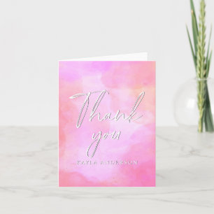 Rosa Aquarell Moderne Elegante Personalisierte Dankeskarte