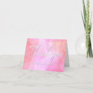 Rosa Aquarell Moderne Elegante Personalisierte Dankeskarte