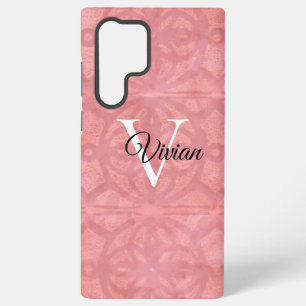 Rosa Aquarell-Monogramm-Name mit rötlichem Ton Samsung Galaxy Hülle