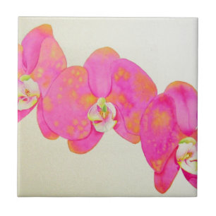 Rosa Aquarell-Orchideenmalerei Fliese
