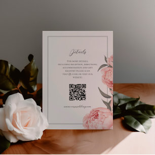 Rosa Aquarell-Pfingstrosen-Hochzeitseinlagekarte Begleitkarte