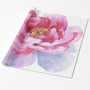 Rosa Aquarell-Pfingstrosen-Packpapier Geschenkpapier