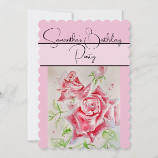 Rosa Aquarell Rose Rose Blumenstrauß Blume Einladung
