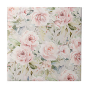 Rosa Aquarell-Rosen-Blumenmuster Fliese