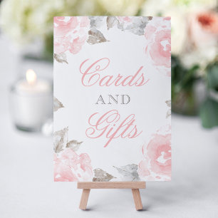 Rosa Aquarell-Rosen Karten und Geschenke Schild