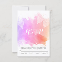 Rosa Aquarell & Skelett Blätter Hochzeit RSVP Karte