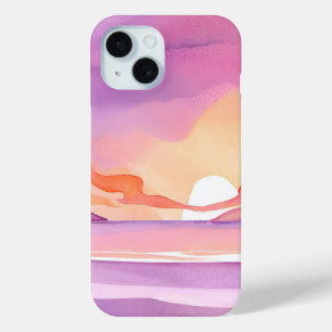 Rosa Aquarell-Sonnenuntergang   Schöner Ozeanhimme Case-Mate iPhone Hülle