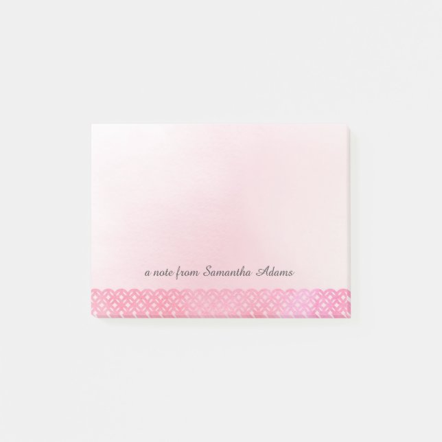 Rosa Aquarell-Spitze-Muster Post-it Klebezettel (Vorderseite)