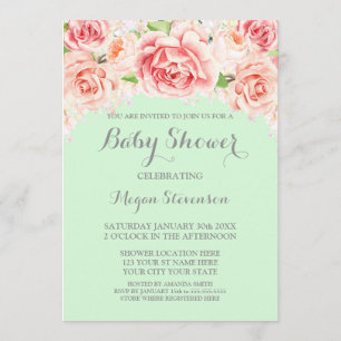 Rosa Aquarell-tadellose Babyparty-mit Einladung