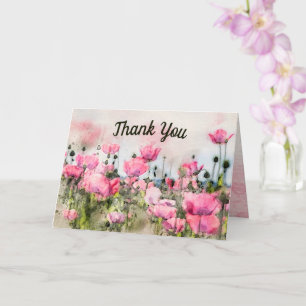 Rosa Aquarell-Thank You Karte