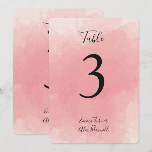 Rosa Aquarell   Tischnummerkarten Einladung