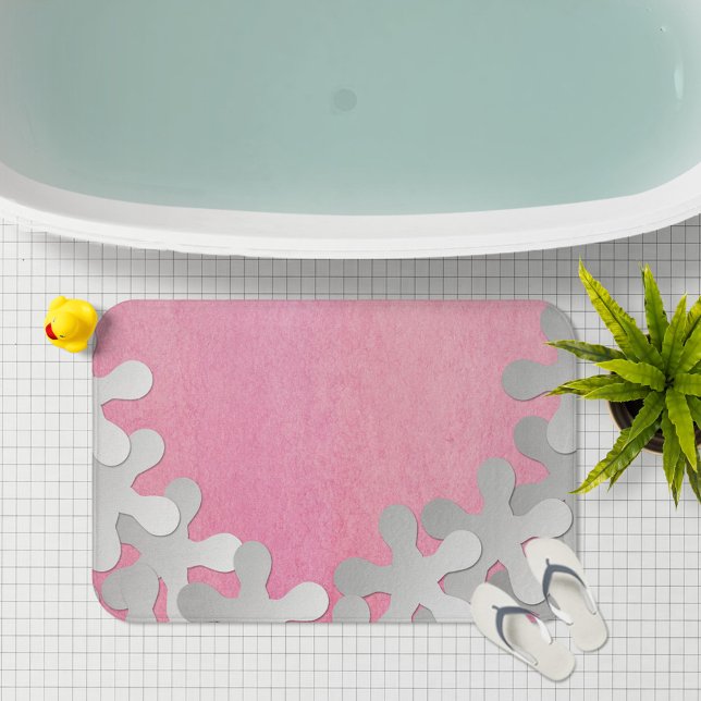 Rosa Aquarell und weiße Blume Badematte (Von Creator hochgeladen)