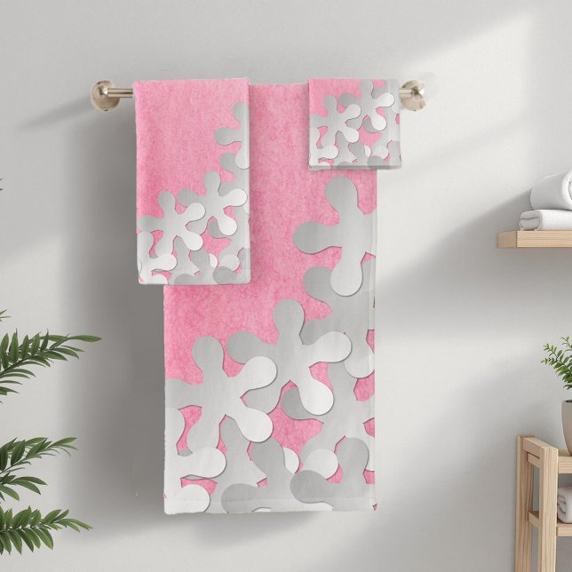 Rosa Aquarell und weiße Blume Badhandtuch Set (Von Creator hochgeladen)