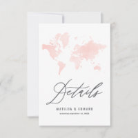 Rosa Aquarell Weltkarte Einzelheiten zur Hochzeit