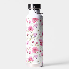 Rosa Aquarell-Wildblume Trinkflasche