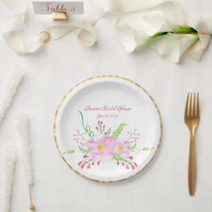 Rosa Aquarell Wilde Rose Pappteller