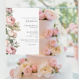 Rosa Aquarellbäche Elegante Hochzeit II Einladung