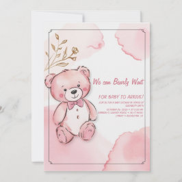 Rosa Aquarellbär Einladung