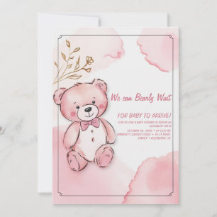Rosa Aquarellbär Einladung