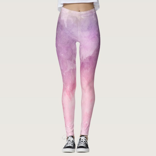 Rosa Aquarellbeschaffenheit Leggings (Vorderseite)
