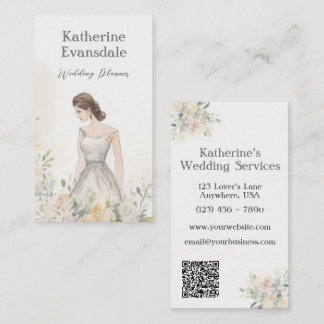 Rosa Aquarellblume Eleganter Hochzeitsplaner Visitenkarte