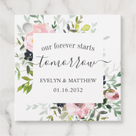 Rosa Aquarellblume für immer fängt morgen an Geschenkanhänger