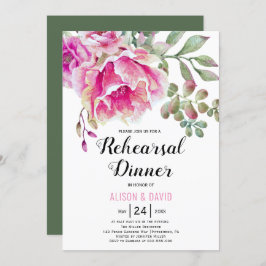 Rosa Aquarellblume Hochzeit Probe Dinner Einladung