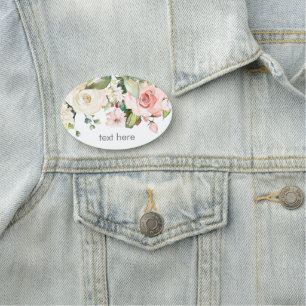 Rosa Aquarellblume Klassische Bezeichnung Namensschild