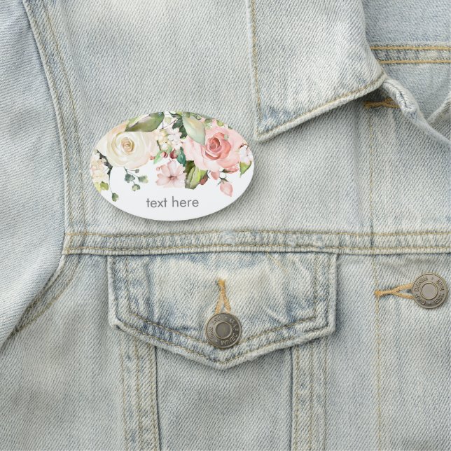 Rosa Aquarellblume Klassische Bezeichnung Namensschild (Beispiel)