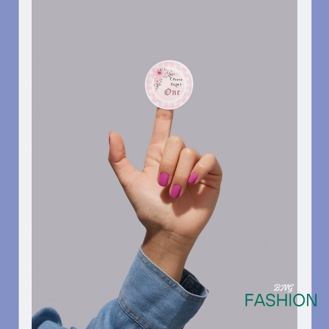 Rosa Aquarellblume und Niedliche Geburtstag Party Runder Aufkleber (Von Creator hochgeladen)