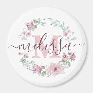 Rosa Aquarellblumen personalisiert Magnet