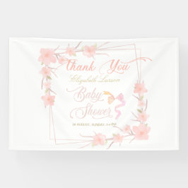 Rosa Aquarellblüte Elegante Babydusche Banner
