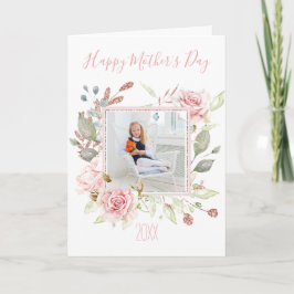 Rosa Aquarellblüte mit Muttertag des Fotos Karte