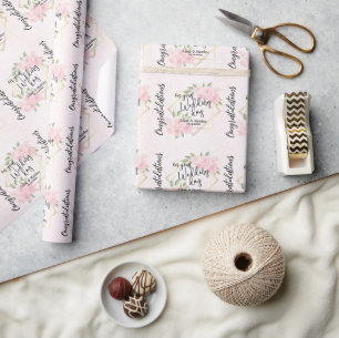 Rosa Aquarellblüte - Persönliche Hochzeit Geschenkpapier
