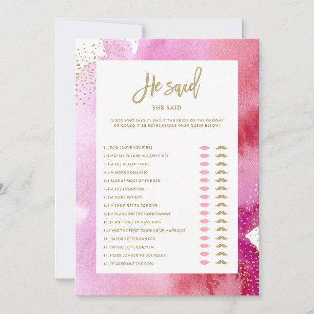 Rosa Aquarellbrücke Er sagte, sie sagte, Spielkart (Vorderseite)