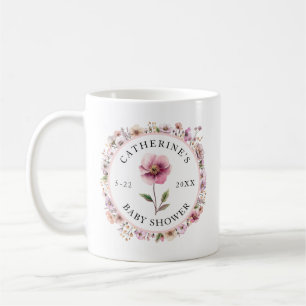 Rosa Aquarelldusche Wildblume BläsernBaby Dusche Kaffeetasse