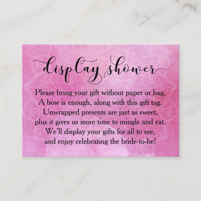 Rosa Aquarellenkarte Mandala Display Brautparty Ca Begleitkarte (Vorderseite)